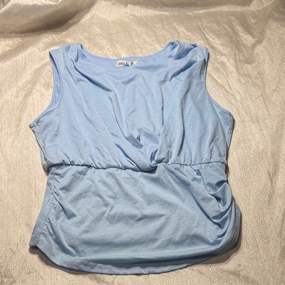 Grace Karin Light Blue Sleeveless Top for women size XL - Picture 2 of 6